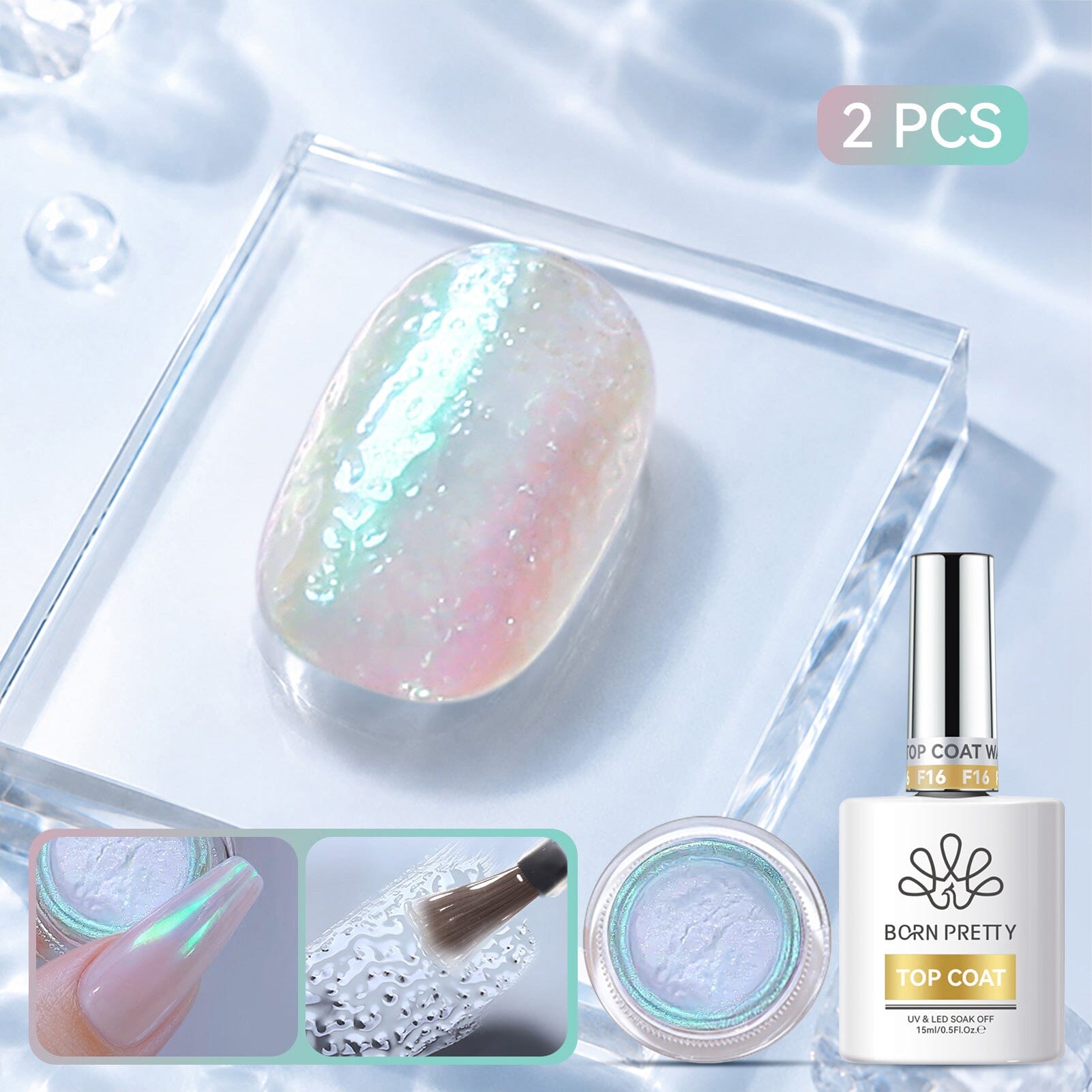 Water Ripple Top Coat Set 15ml Base & Top Coat BORN PRETTY Set 07 