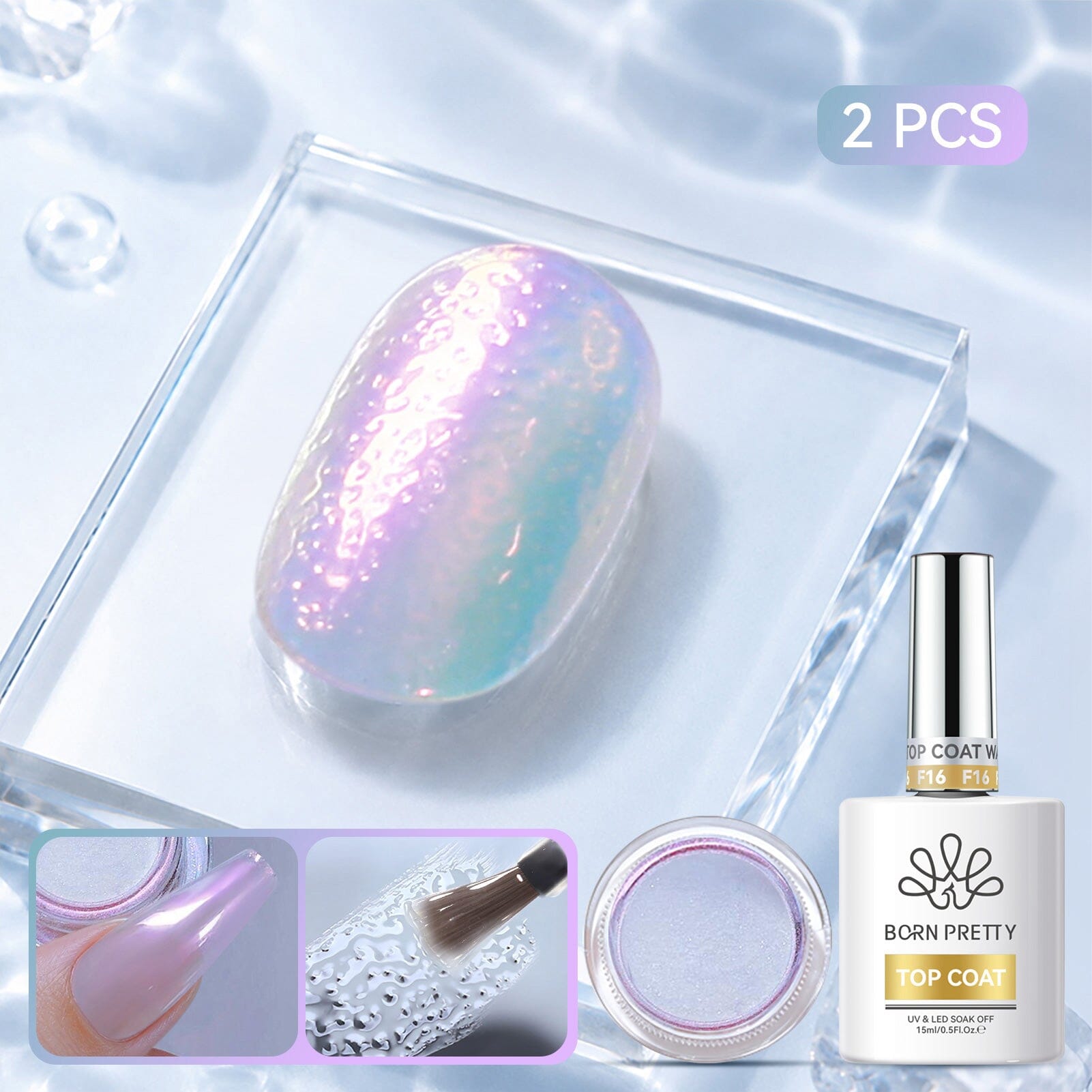 Water Ripple Top Coat Set 15ml Base & Top Coat BORN PRETTY Set 09 