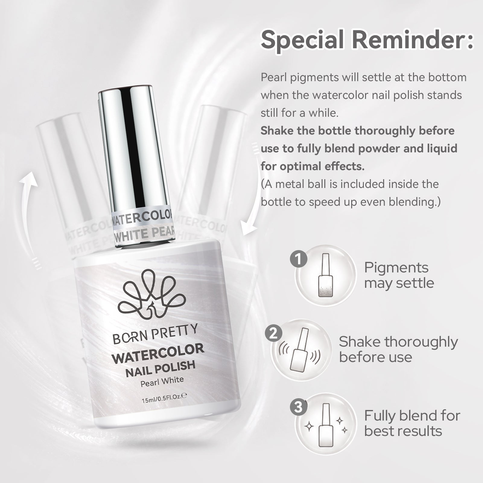 Pearl White Watercolor Nail Polish 15ml