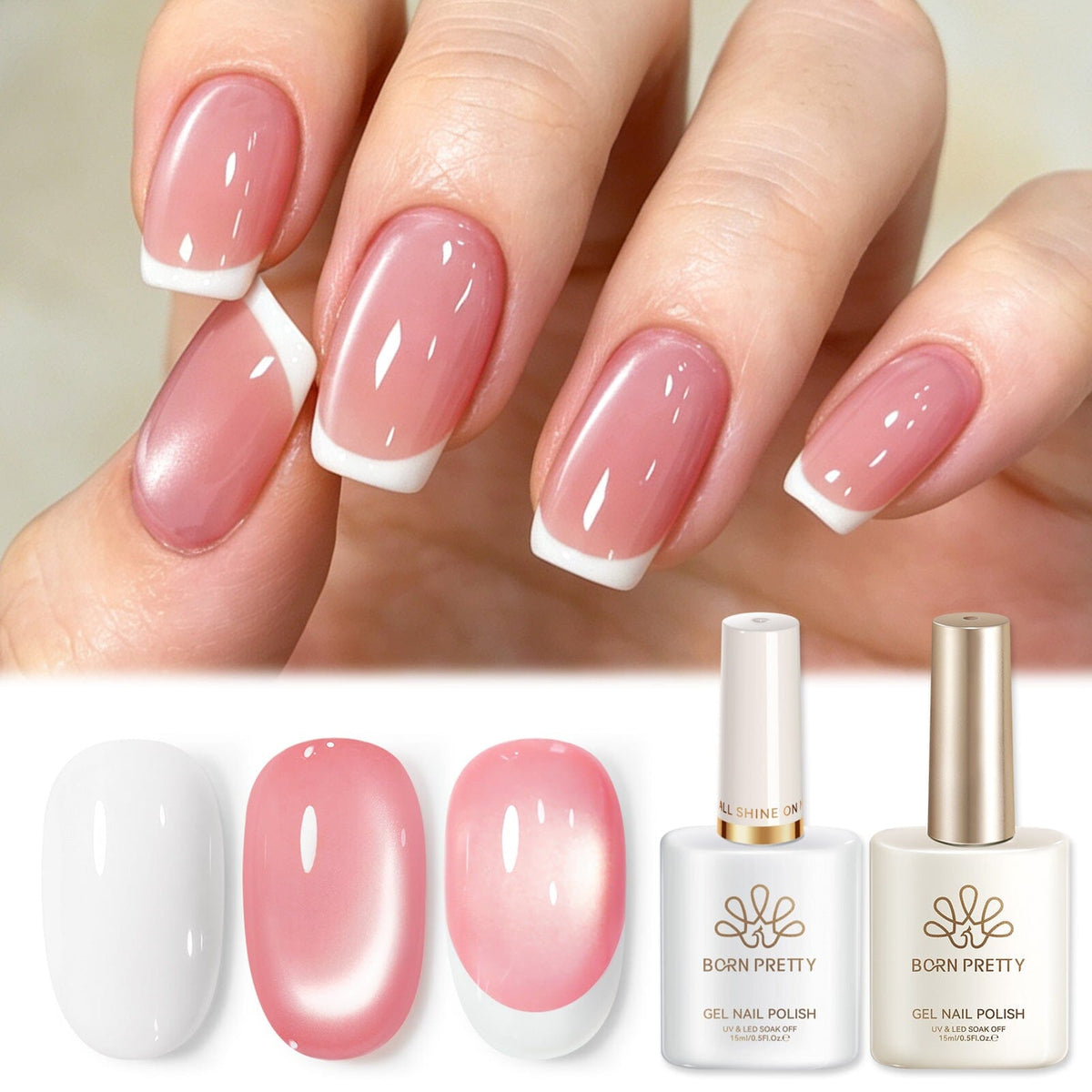 2pcs Set French Cat Magnetic Nails Kit #11 Gel Nail Polish BORN PRETTY 