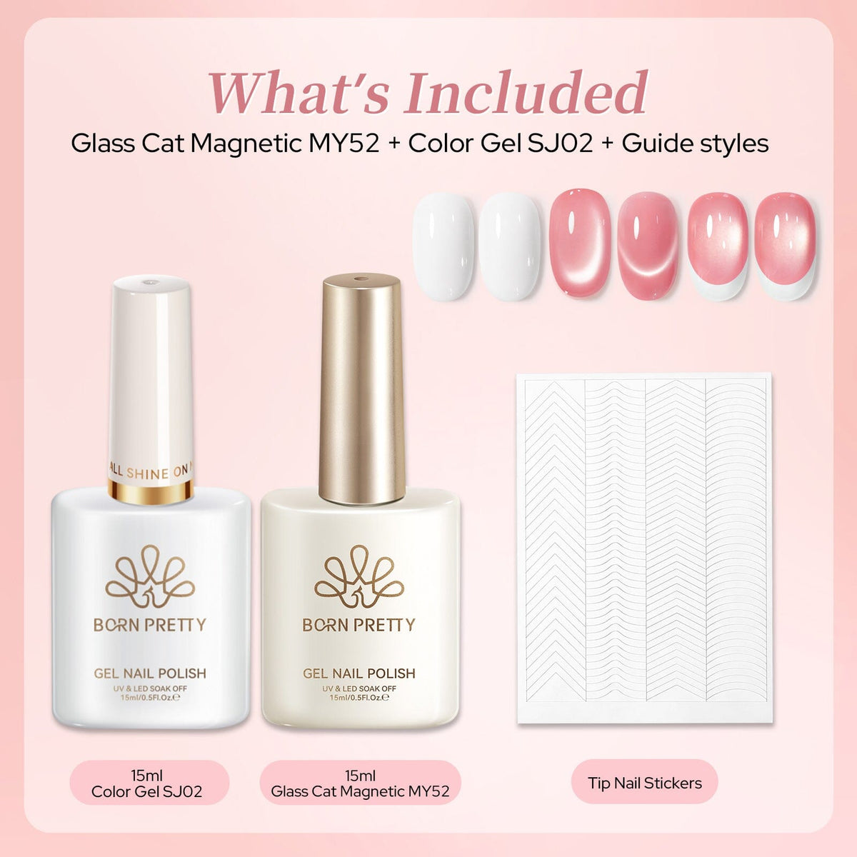 2pcs Set French Cat Magnetic Nails Kit #11 Gel Nail Polish BORN PRETTY 