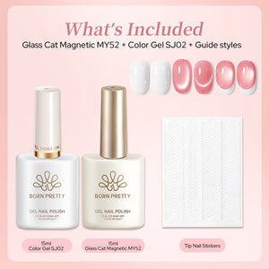 2pcs Set French Cat Magnetic Nails Kit #11 Gel Nail Polish BORN PRETTY 