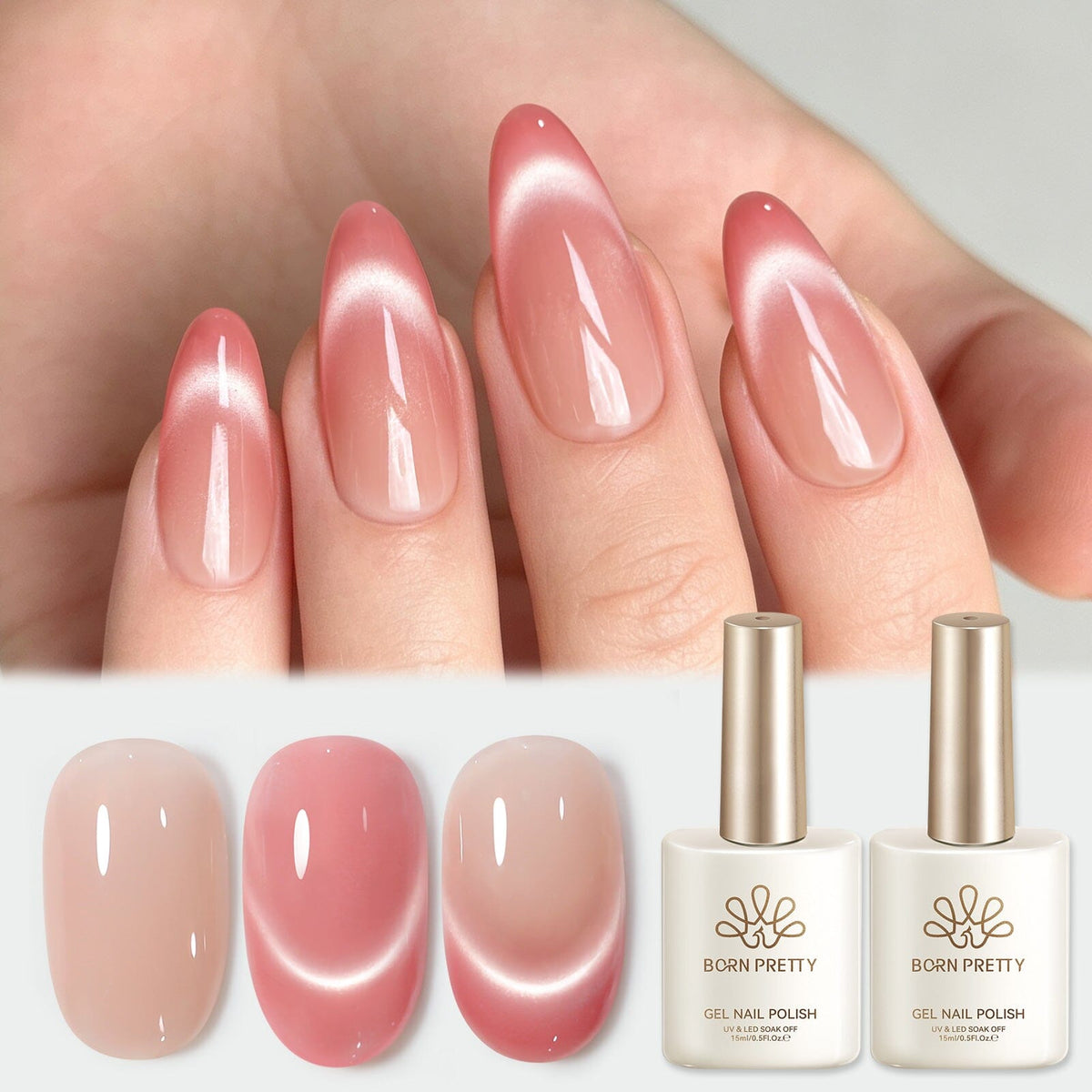 2pcs Set French Cat Magnetic Nails Kit #12 Gel Nail Polish BORN PRETTY 