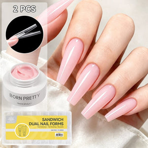 Low Heat Builder Gel & Dual Nail Forms Set Gel Nail Polish BORN PRETTY LH03 Pink & 240pcs Coffin 