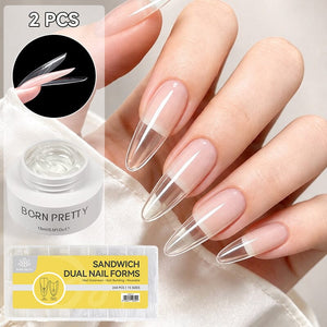 Low Heat Builder Gel & Dual Nail Forms Set Gel Nail Polish BORN PRETTY LH01 Clear & 240pcs Oval 
