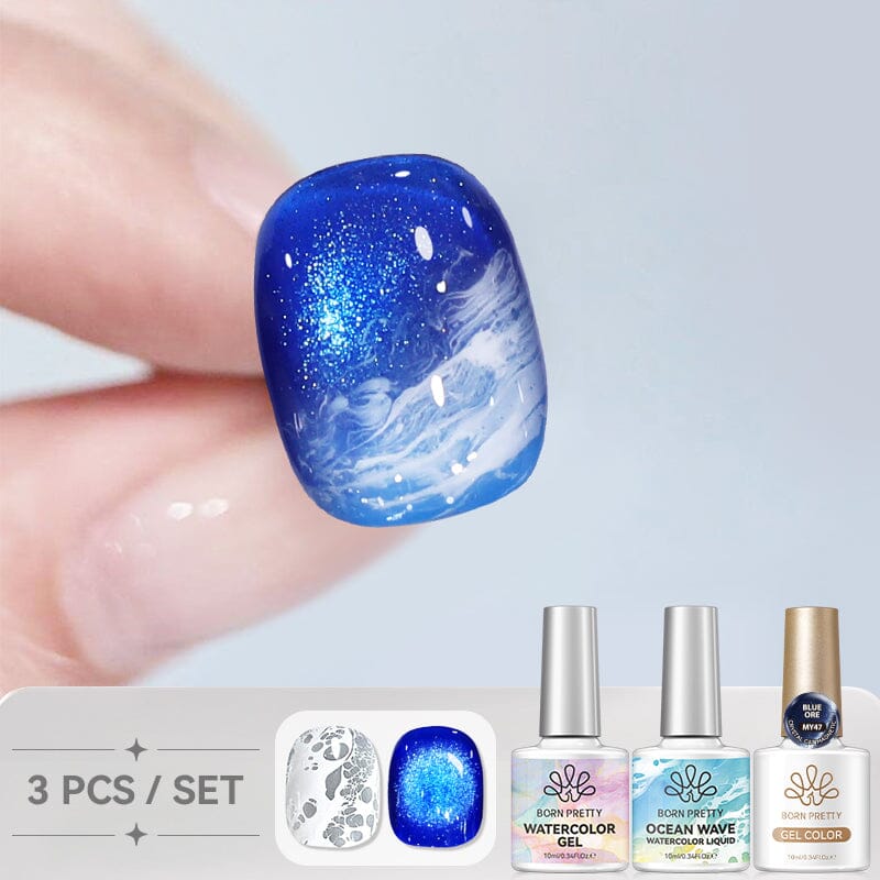 3pcs Ocean Wave Cat Magnetic Gel Set 10ml Gel Nail Polish BORN PRETTY Set 02 