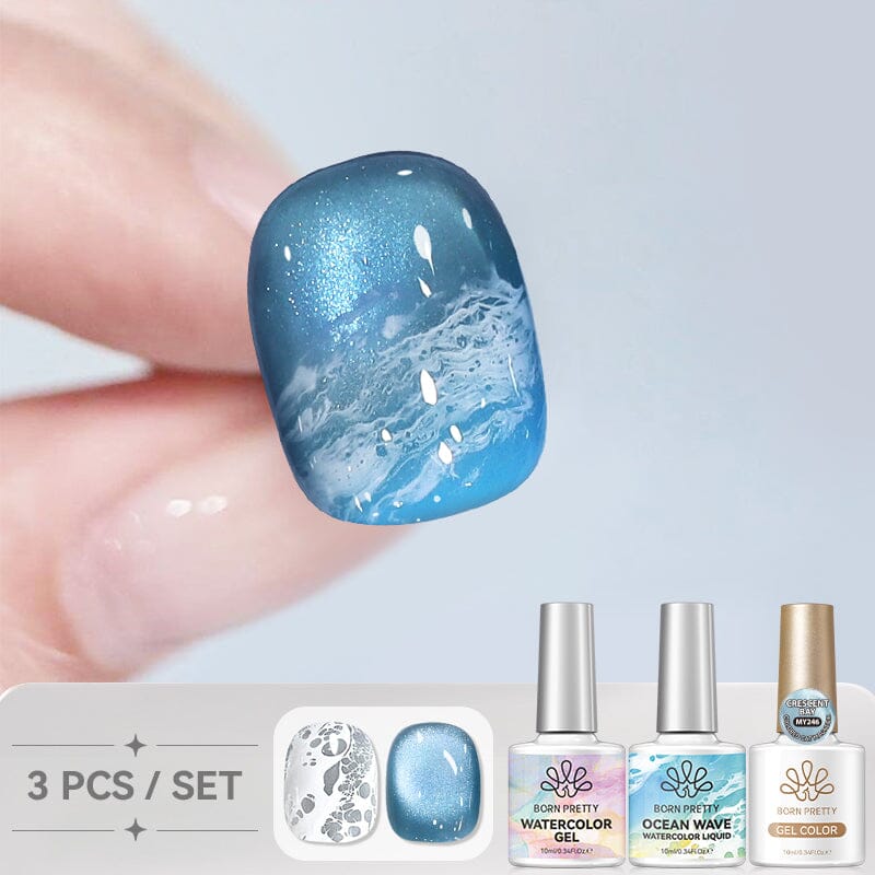 3pcs Ocean Wave Cat Magnetic Gel Set 10ml Gel Nail Polish BORN PRETTY Set 04 