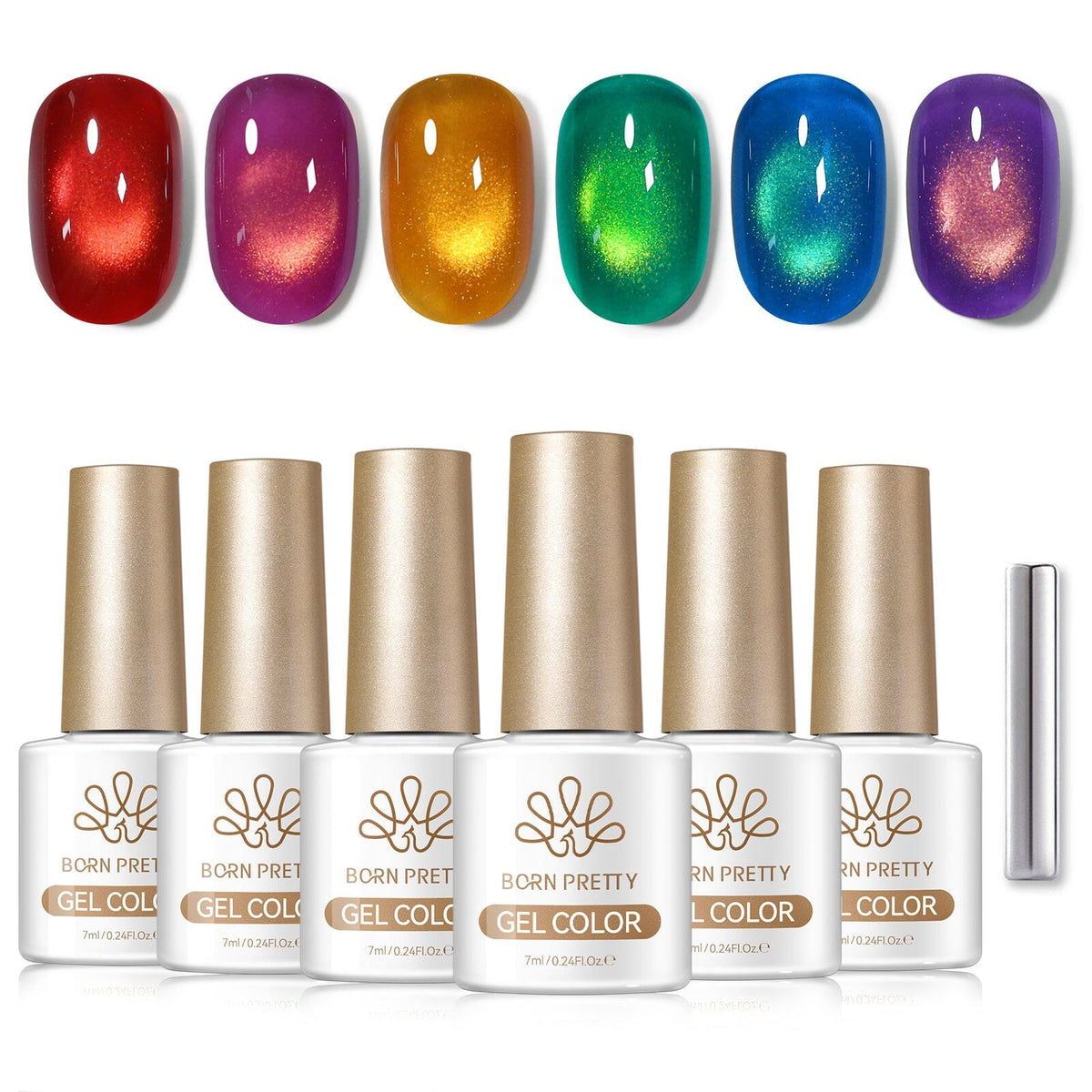 6 Colors Colored Cat Magnetic Gel M87 Starry Encounter 7ml Gel Nail Polish BORN PRETTY 