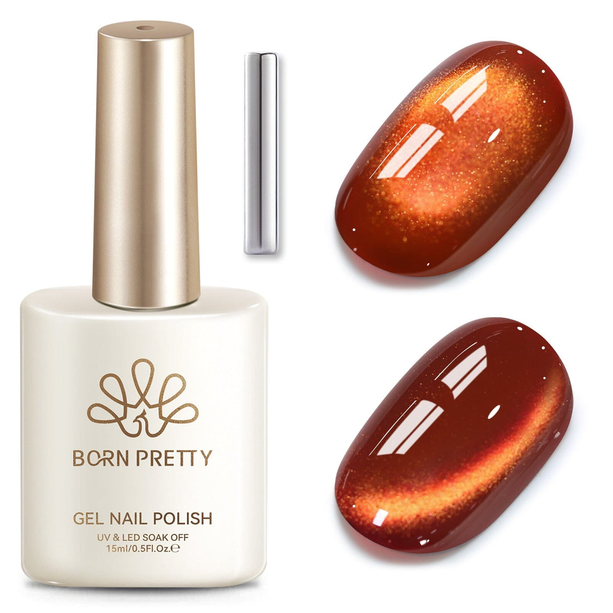 Colored Cat Magnetic Gel MY563-MY691 15ml Gel Nail Polish BORN PRETTY MY687 Amber Orange 
