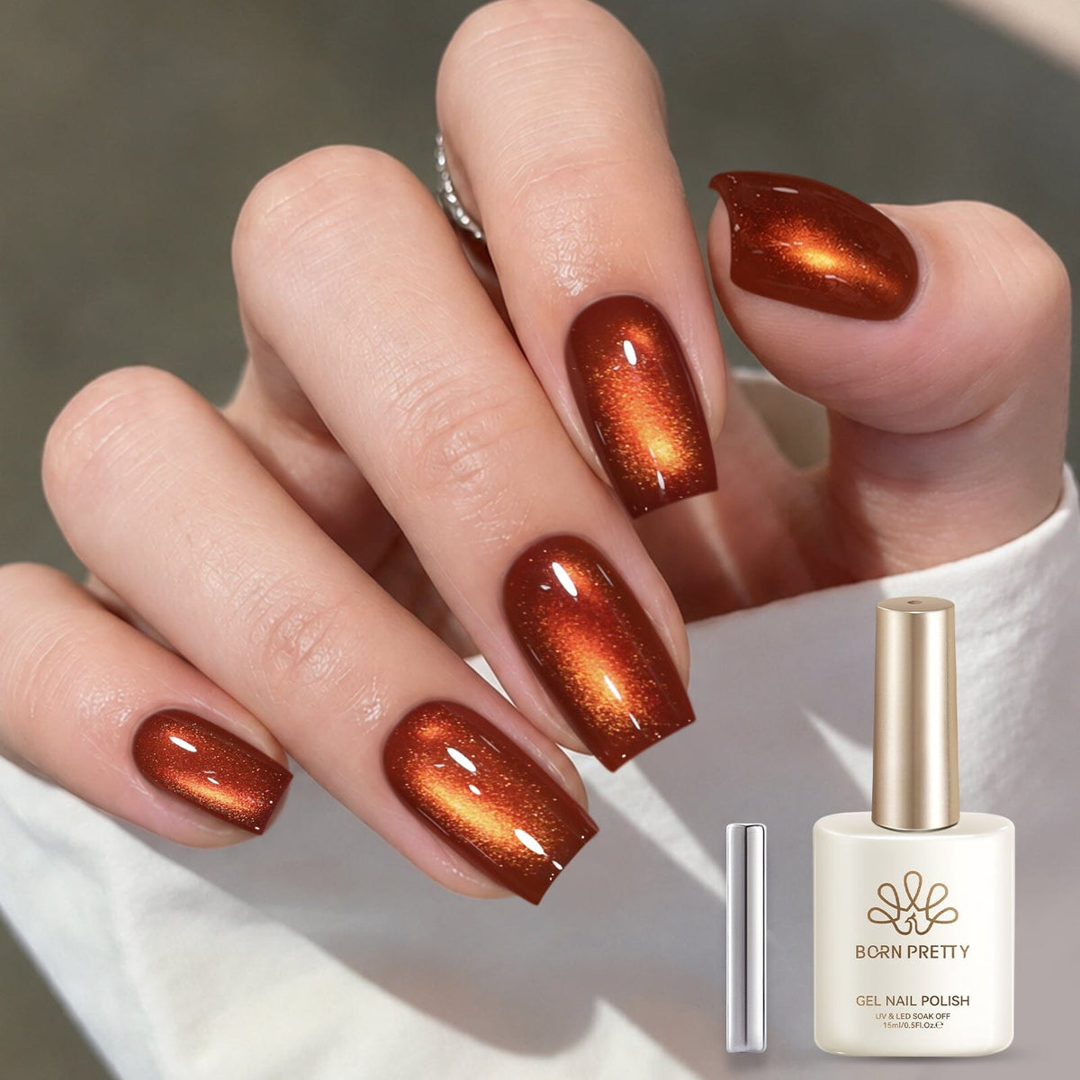 Colored Cat Magnetic Gel MY687 Amber Orange 15ml Gel Nail Polish BORN PRETTY 