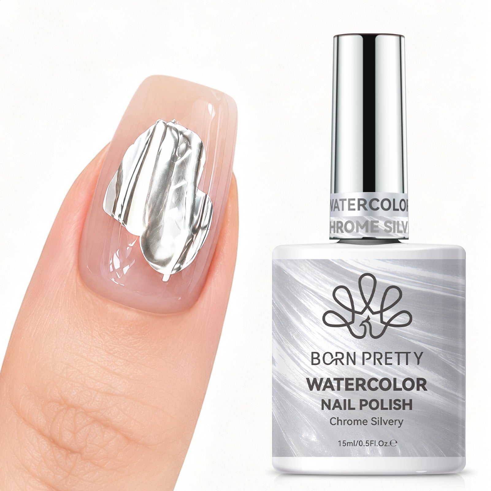 Chrome Silvery Watercolor Nail Polish 15ml