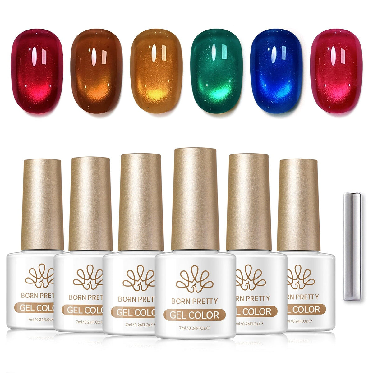 6 Colors Glass Cat Magnetic Gel M91 Twinkle Lanterns 7ml Gel Nail Polish BORN PRETTY 