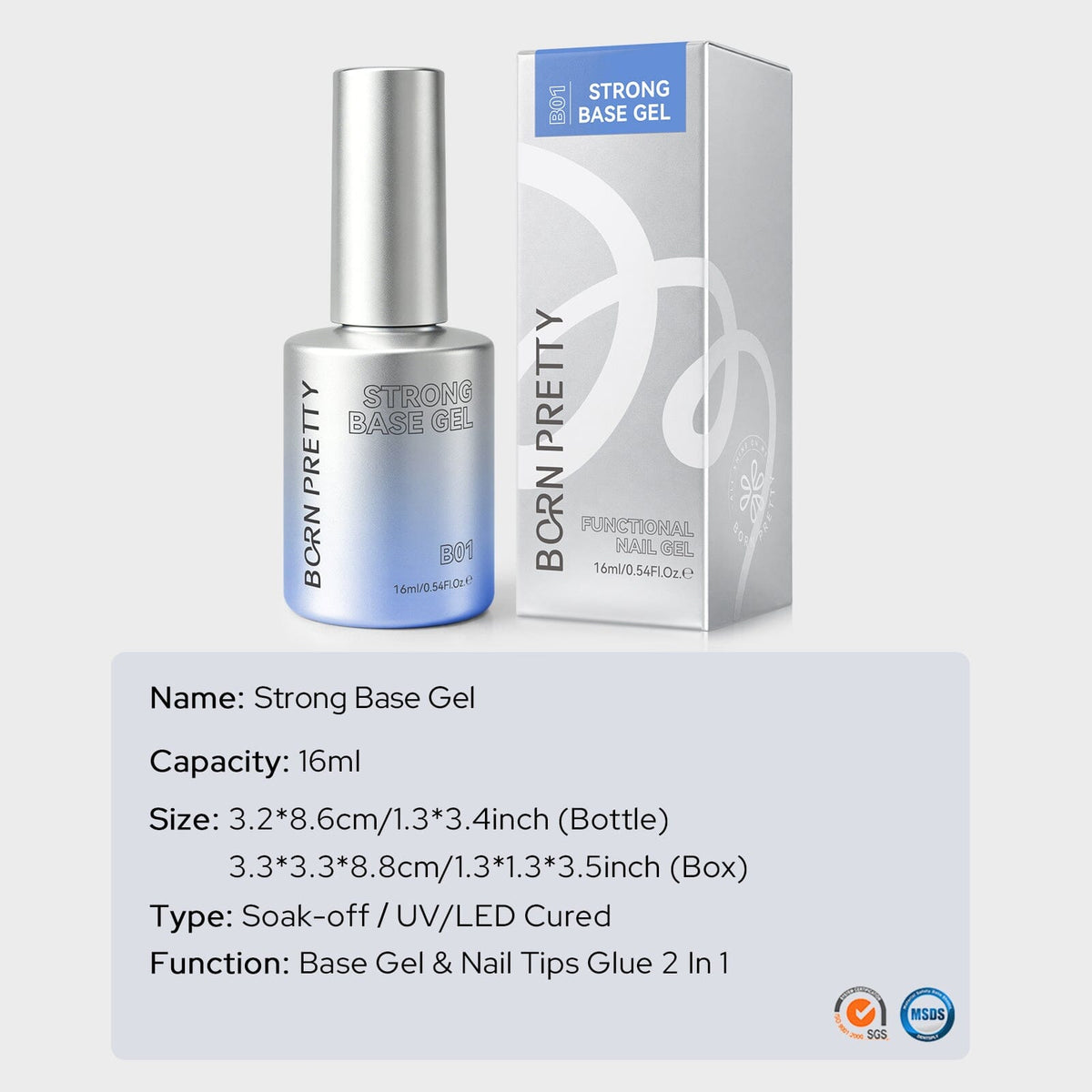 Strong Base Gel B01 16ml Base & Top Coat BORN PRETTY 