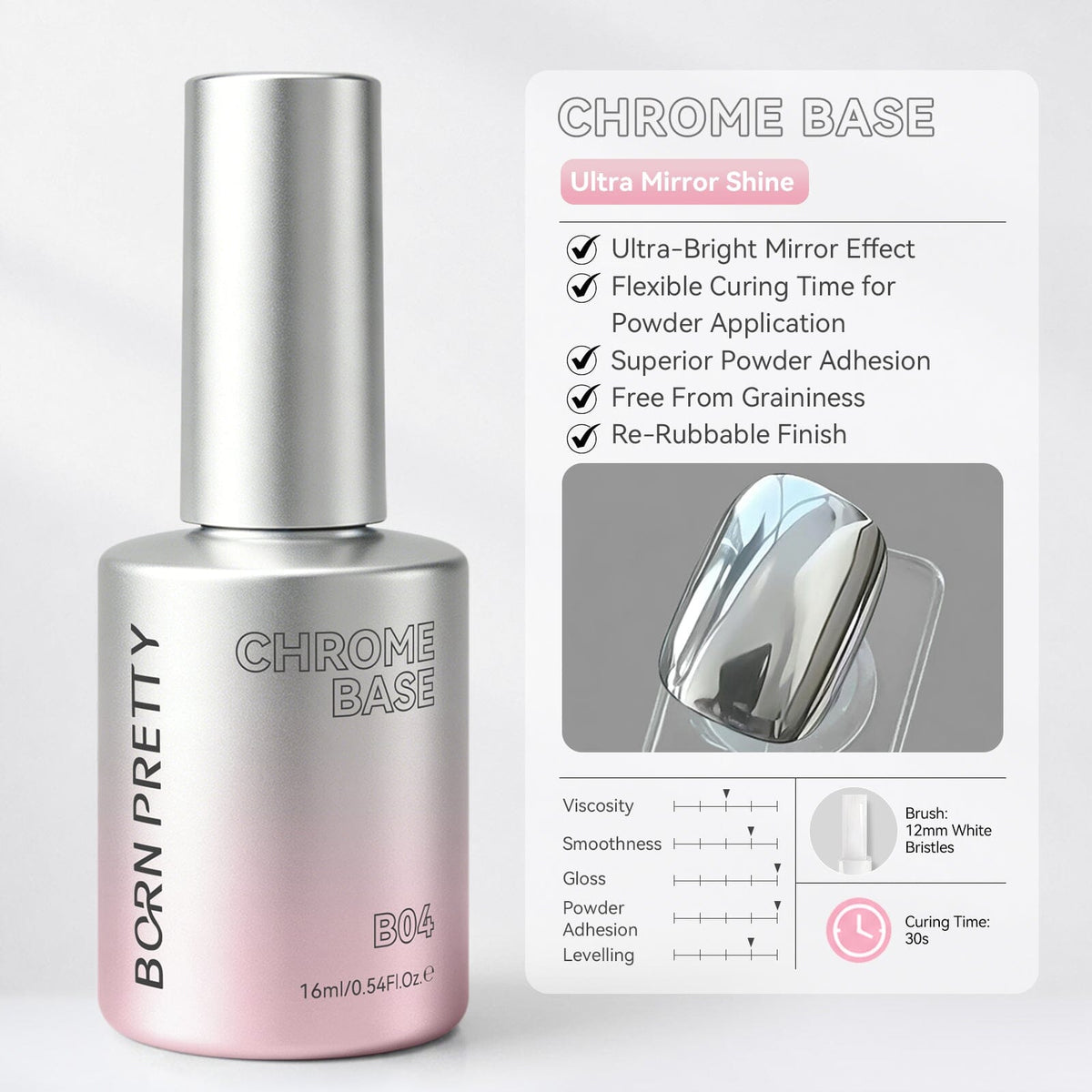Lumora Series Function Gel 16ml Base & Top Coat BORN PRETTY Chrome Base 
