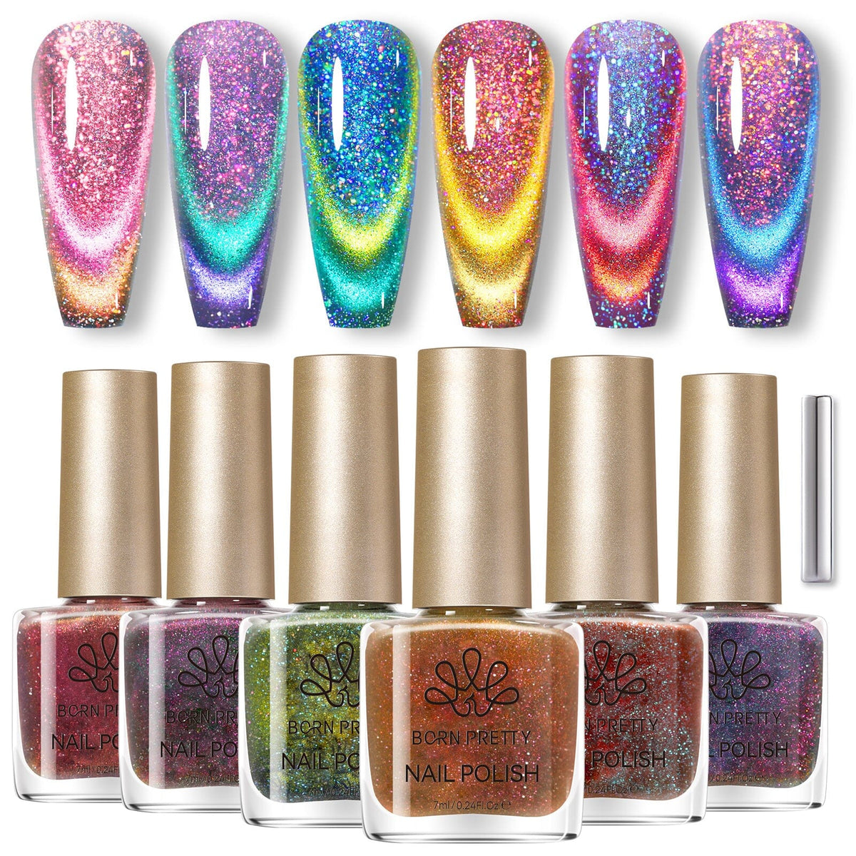 6 Colors Cat Magnetic Nail Polish - Reflective Glass 7ml Nail Polish BORN PRETTY 