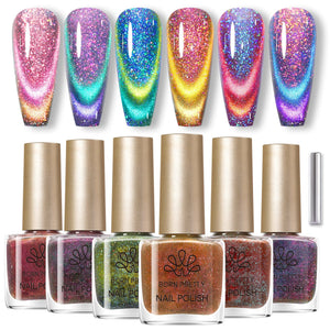 6 Colors Cat Magnetic Nail Polish - Reflective Glass 7ml Nail Polish BORN PRETTY 