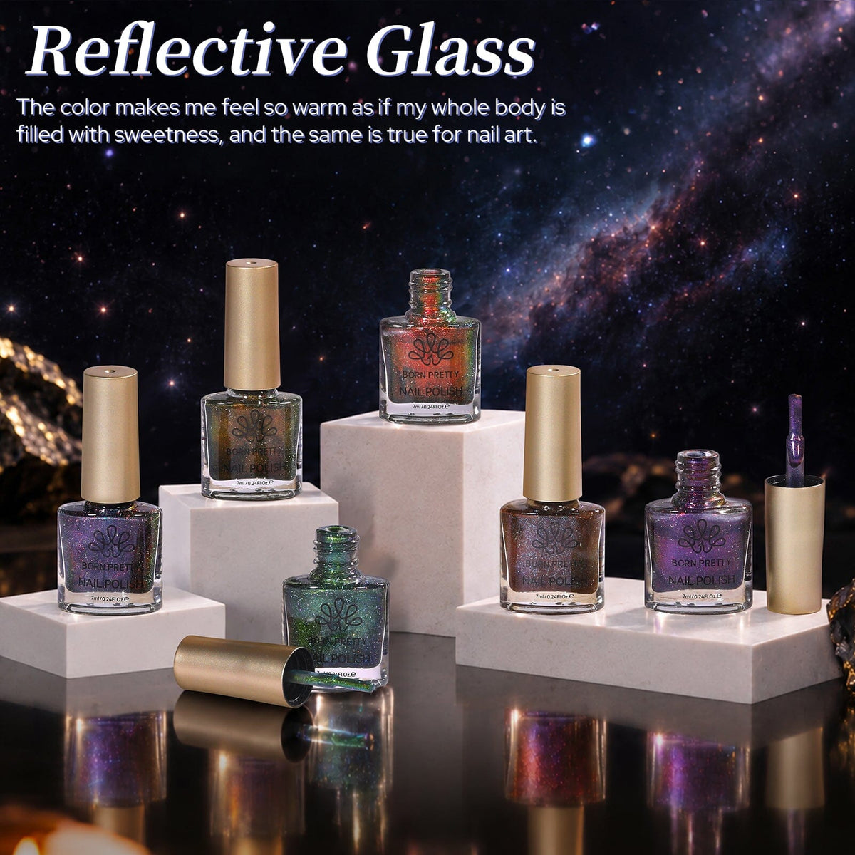 6 Colors Cat Magnetic Nail Polish - Reflective Glass 7ml Nail Polish BORN PRETTY 