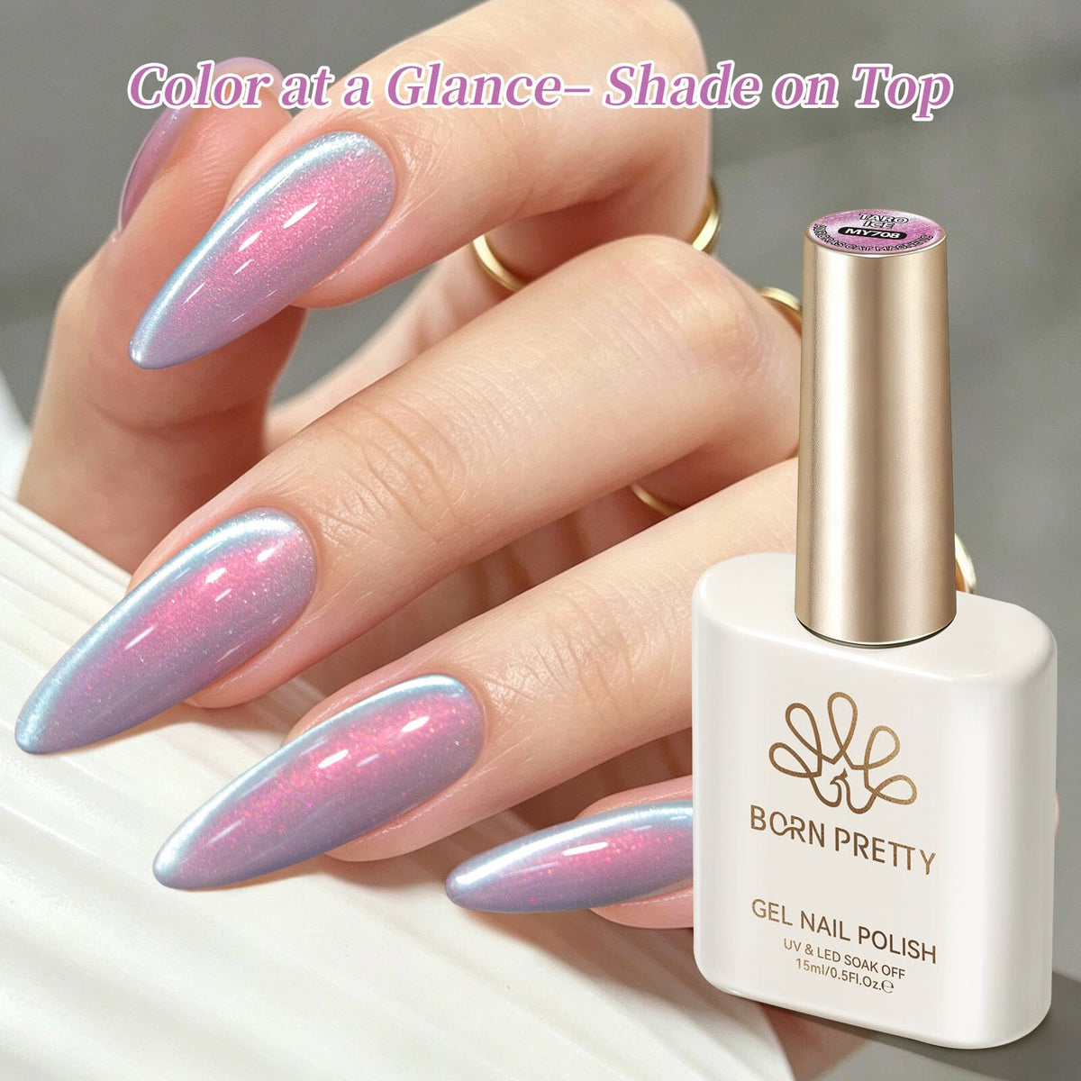 Auroras Cat Magnetic Gel MY708 Taro Ice 15ml Gel Nail Polish BORN PRETTY 