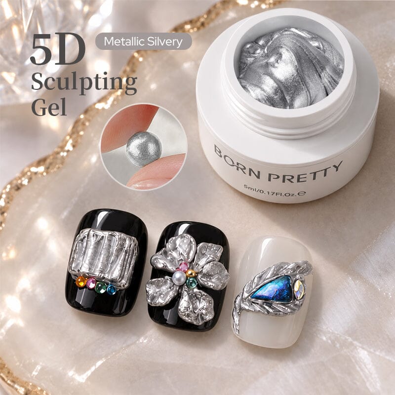 Silver 5D Sculpting Gel & Carving Pen Gel Nail Polish BORN PRETTY 