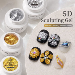 Gold Silver 5D Sculpting Gel & Carving Pen Gel Nail Polish BORN PRETTY 