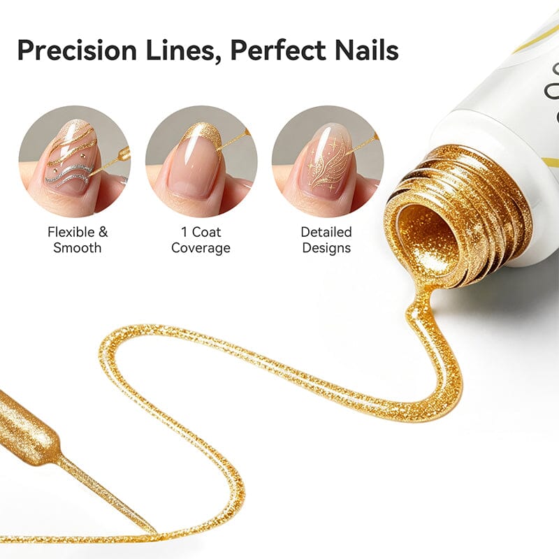 2 Bottles Gold & Platinum Silver Liner Gel 8ml Gel Nail Polish BORN PRETTY 