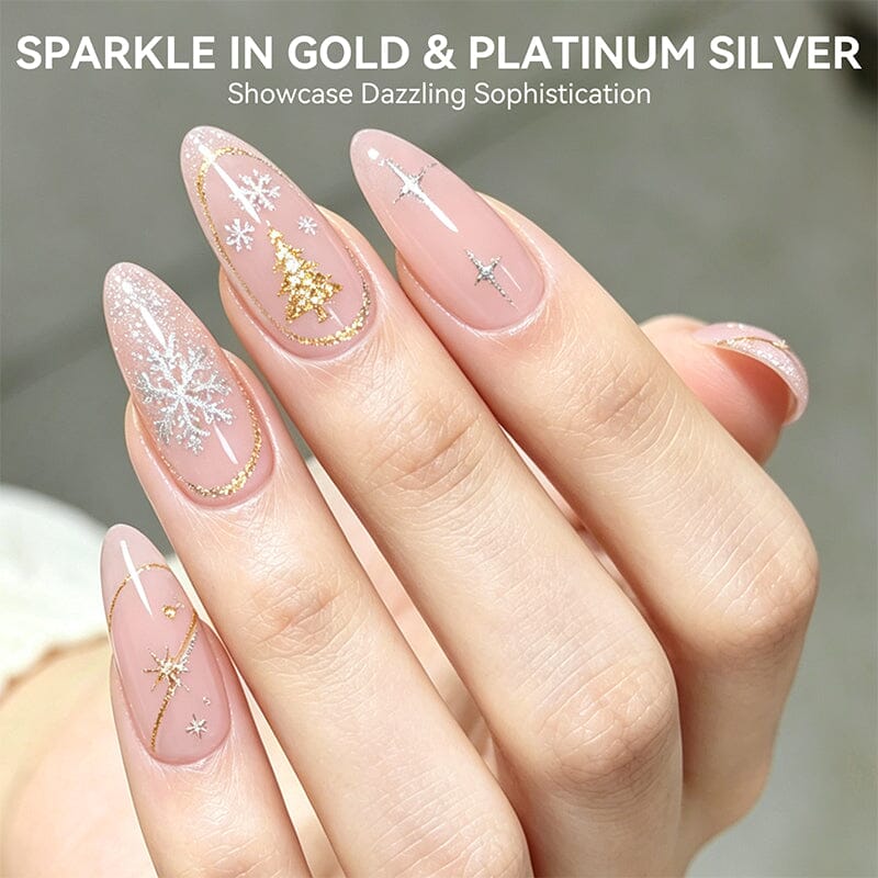 2 Bottles Gold & Platinum Silver Liner Gel 8ml Gel Nail Polish BORN PRETTY 