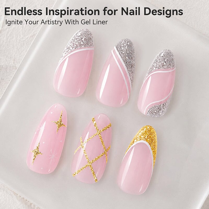 2 Bottles Gold & Platinum Silver Liner Gel 8ml Gel Nail Polish BORN PRETTY 