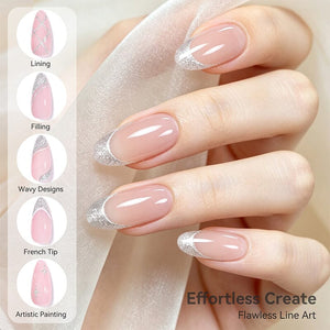 2 Bottles Gold & Platinum Silver Liner Gel 8ml Gel Nail Polish BORN PRETTY 