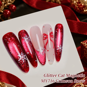 Glitter Cat Magnetic Gel MY716 Crimson Snow 15ml Gel Nail Polish BORN PRETTY 
