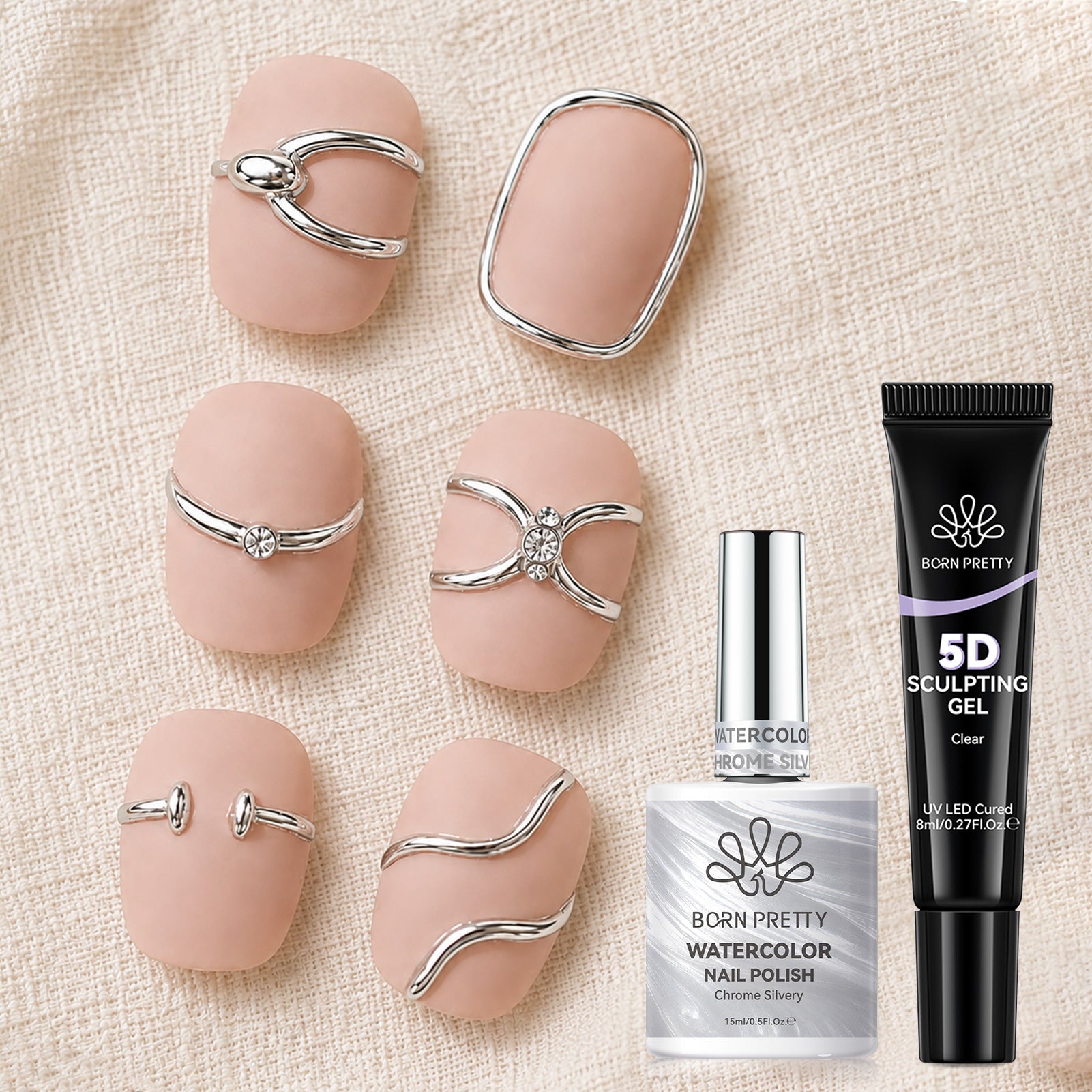 2pcs Set Watercolor Nail Polish & Sculpting Gel