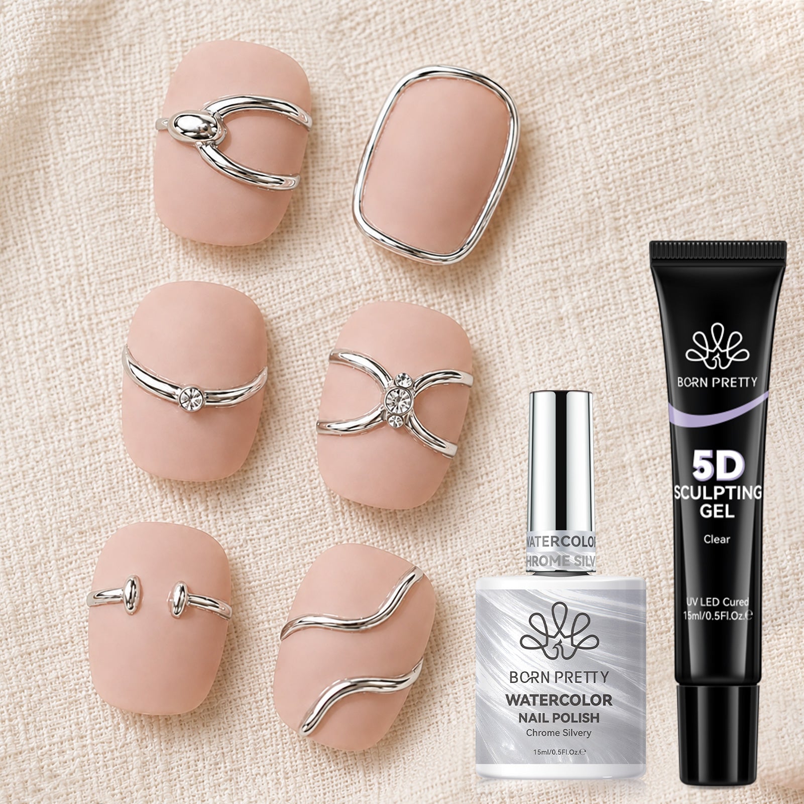 2pcs Set Watercolor Nail Polish & Sculpting Gel