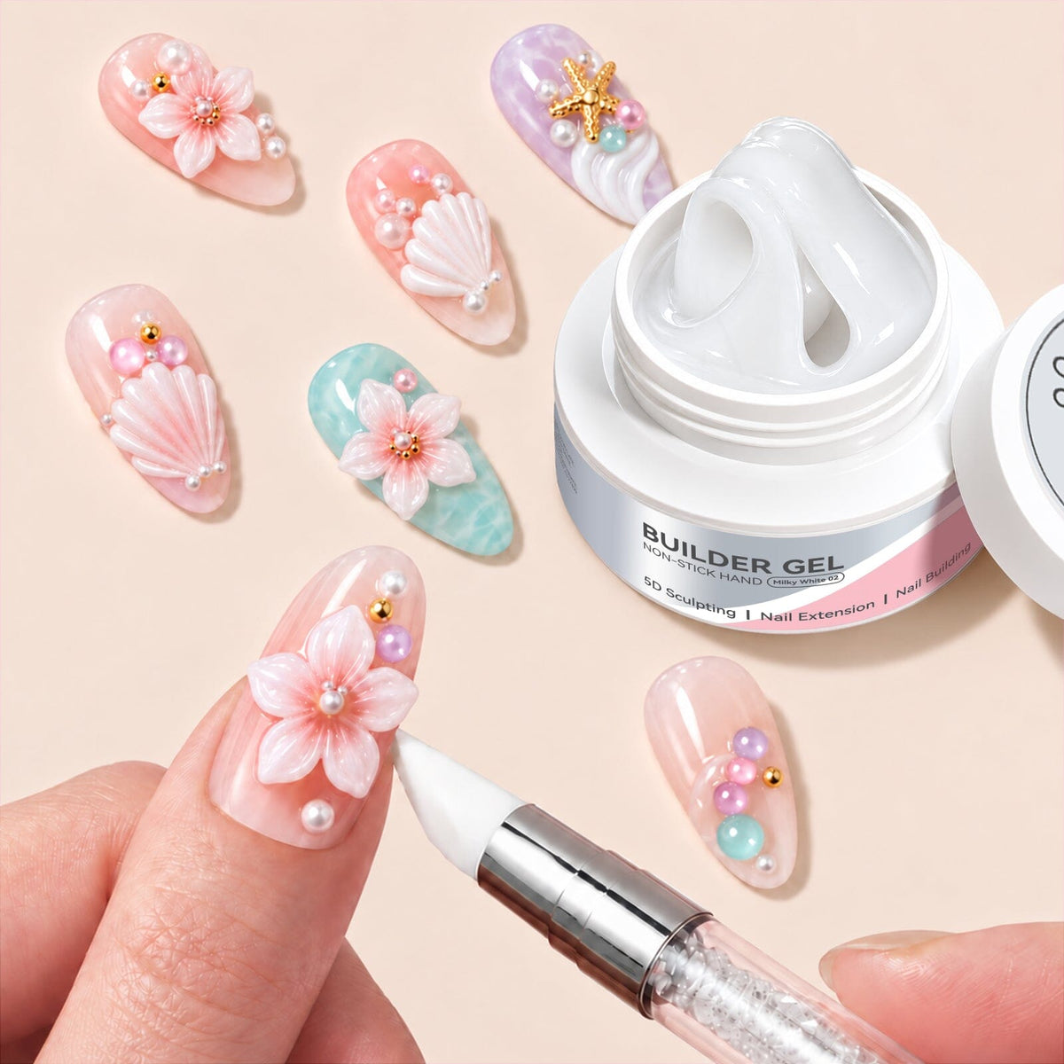 Non‑Stick Hand Builder Gel Milky White #02 30g Extension Nail Gel BORN PRETTY 