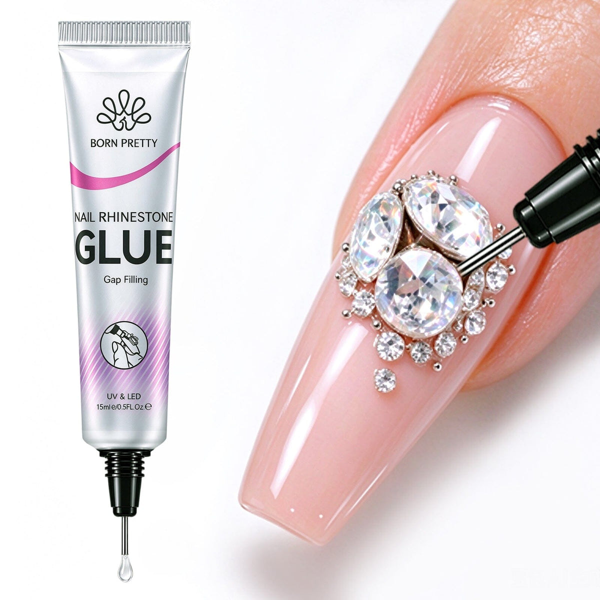 Gap Filling Nail Rhinestone Glue 15ml Gel Nail Polish BORN PRETTY 
