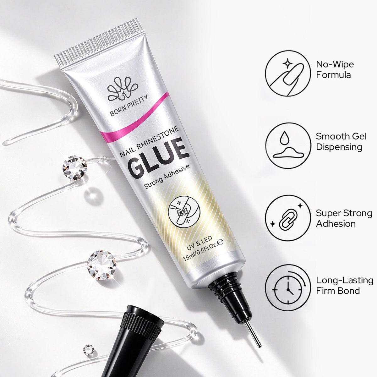 Strong Adhesive Nail Rhinestone Glue 15ml Gel Nail Polish BORN PRETTY 