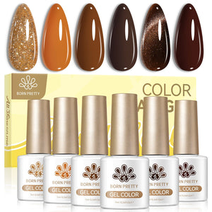 6 Colors Gel Set S76 Palm Sunset 7ml Gel Nail Polish BORN PRETTY 