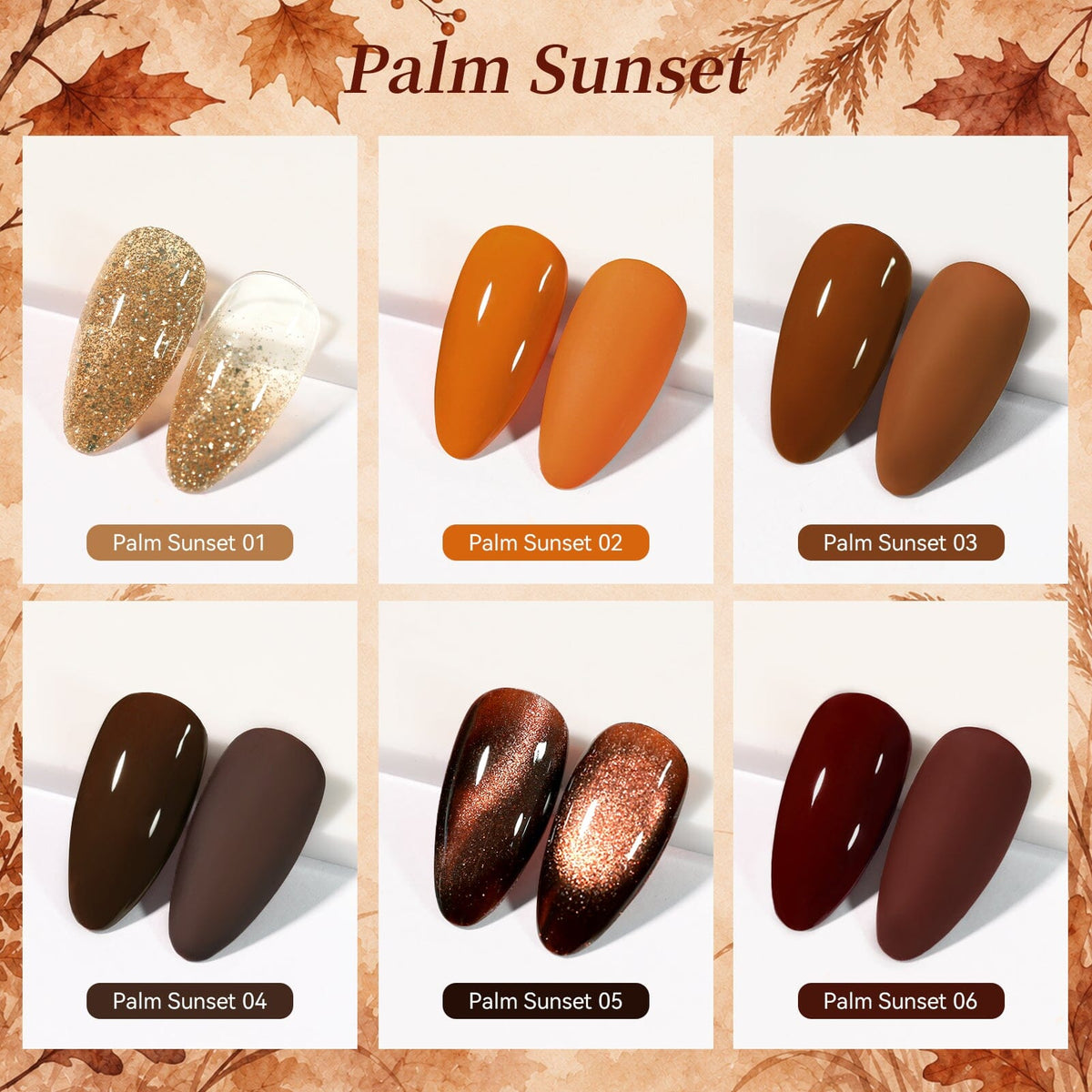 6 Colors Gel Set S76 Palm Sunset 7ml Gel Nail Polish BORN PRETTY 
