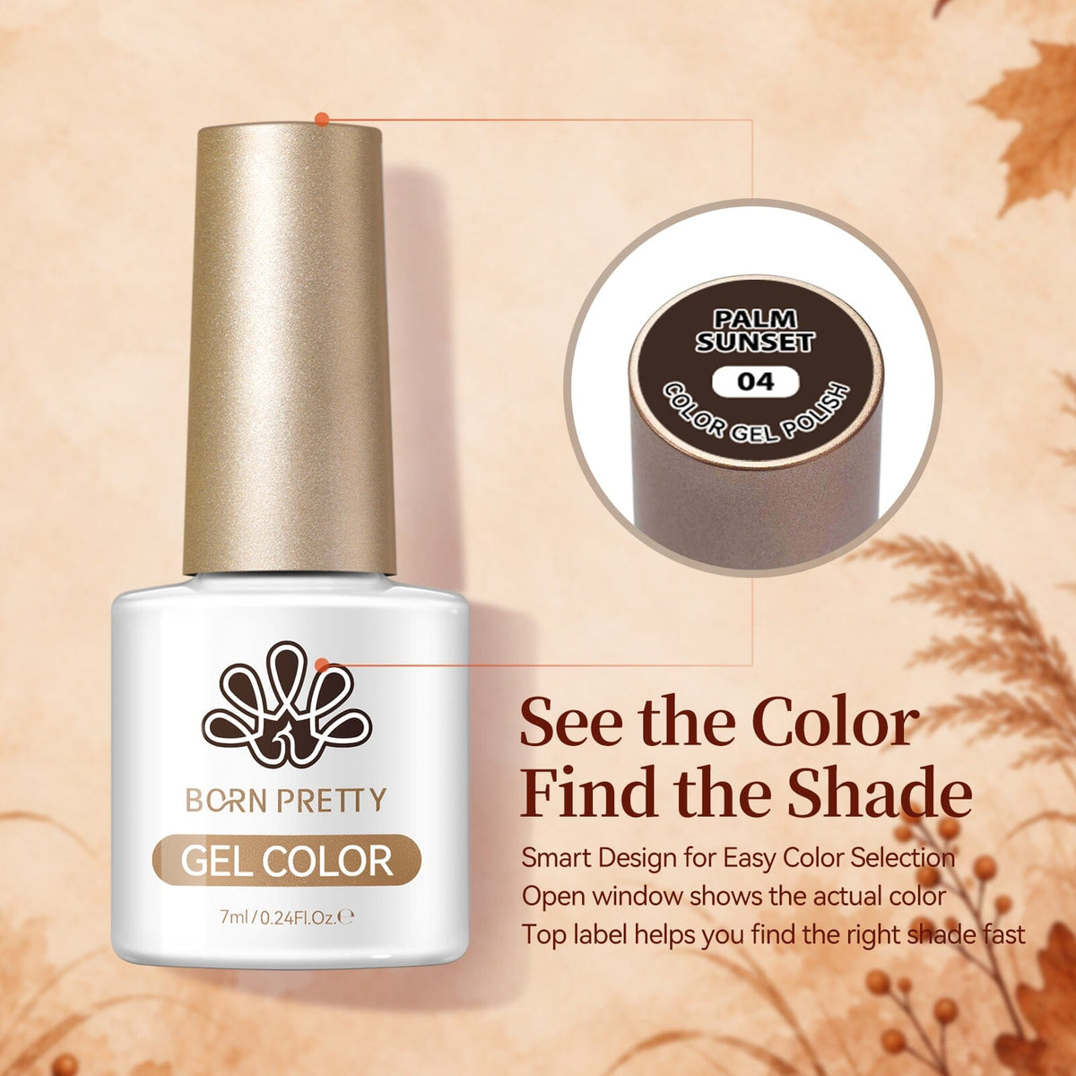 6 Colors Gel Set S76 Palm Sunset 7ml Gel Nail Polish BORN PRETTY 