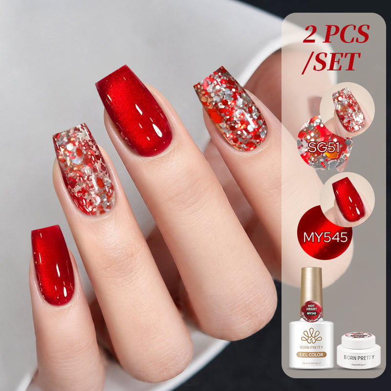 2pcs Set Cat Magnetic Gel & Glitter Gel