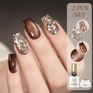 2pcs Set Cat Magnetic Gel & Glitter Gel