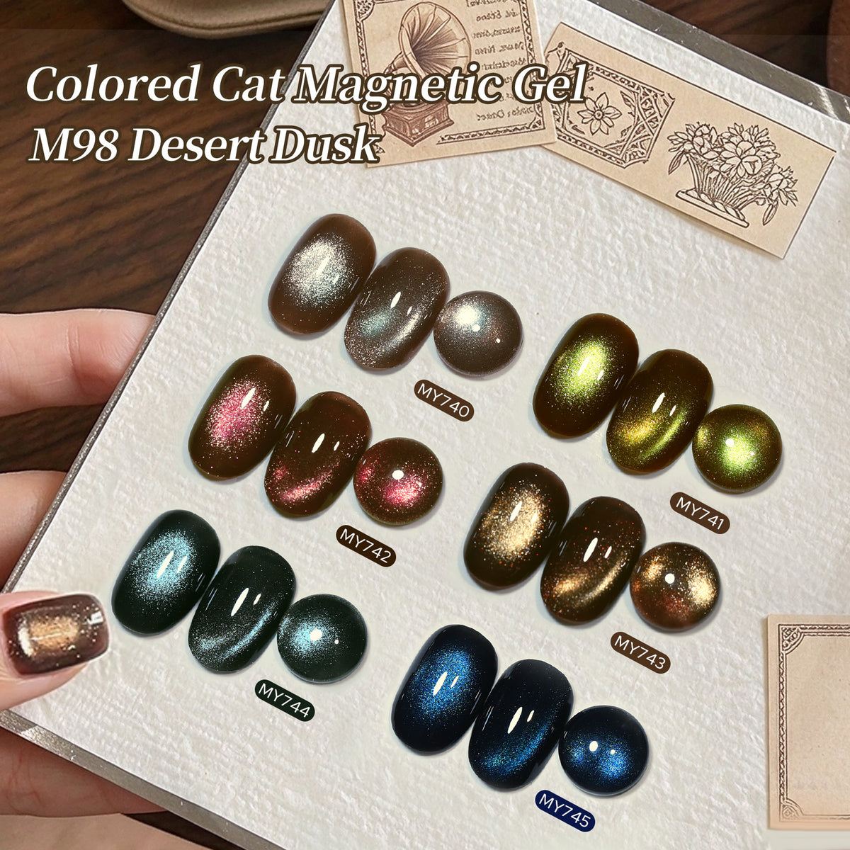 6 Colors Glass Cat Magnetic Gel M98 Desert Dusk 7ml Gel Nail Polish BORN PRETTY 