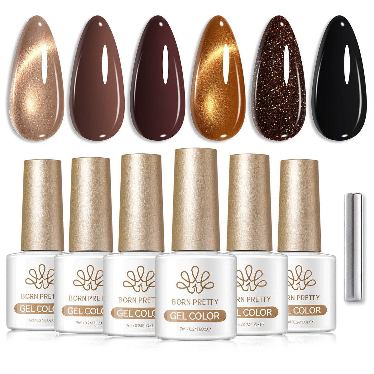 6 Colors Gel Set S79 Cocoa Crushed 7ml Gel Nail Polish BORN PRETTY 
