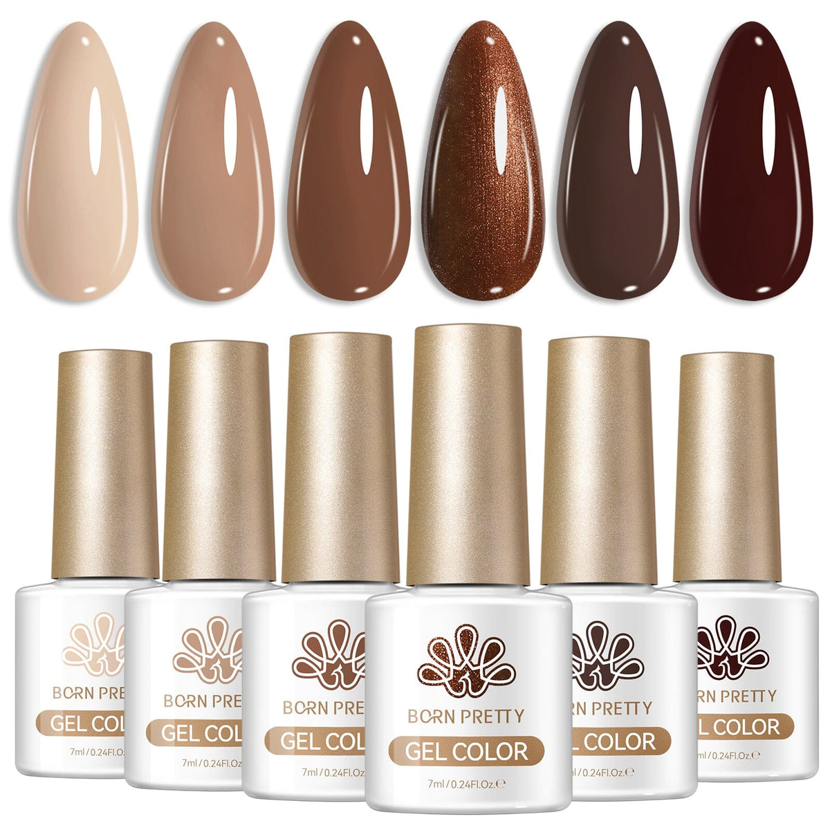 6 Colors Gel Set S80 Mocha Midnight 7ml Gel Nail Polish BORN PRETTY 
