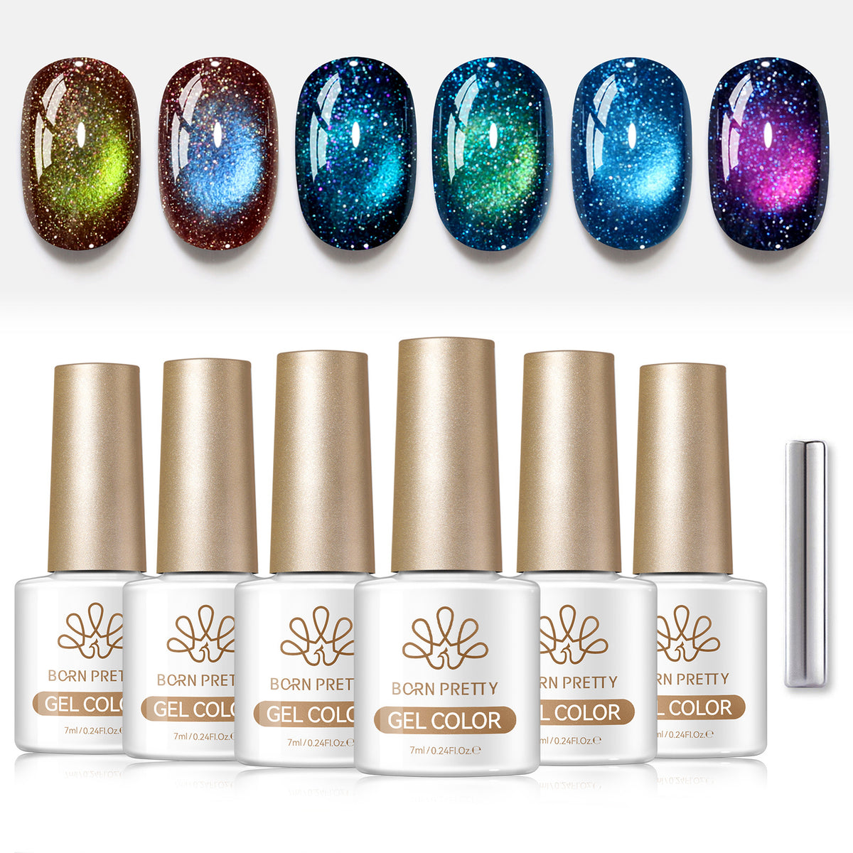 6 Colors Reflective Cat Magnetic Gel M101 Dreamy Star 7ml Gel Nail Polish BORN PRETTY 