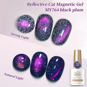 Reflective Cat Magnetic Gel MY764 Black Plum 10ml Gel Nail Polish BORN PRETTY 
