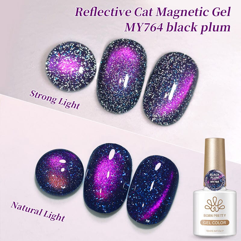 Reflective Cat Magnetic Gel MY764 Black Plum 10ml Gel Nail Polish BORN PRETTY 