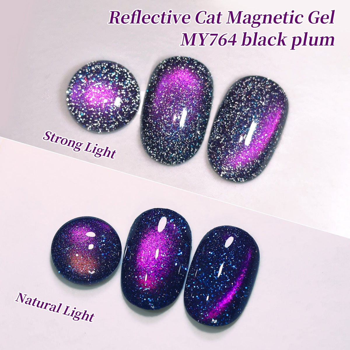 Reflective Cat Magnetic Gel MY764 Black Plum 15ml Gel Nail Polish BORN PRETTY 