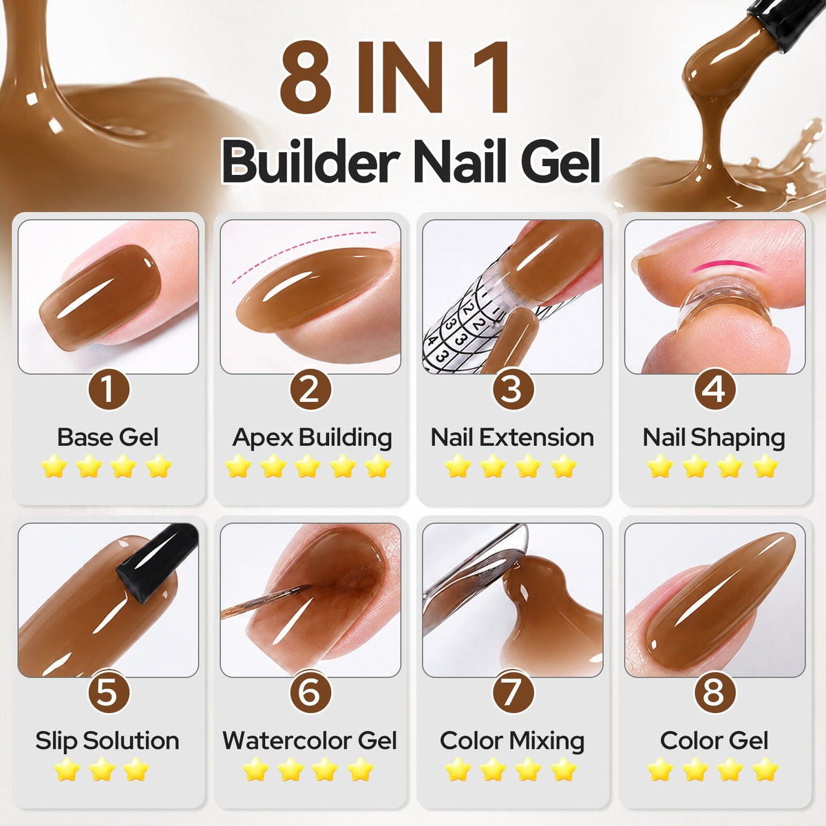8 IN 1 Builder Gel B20 15ml Gel Nail Polish BORN PRETTY 