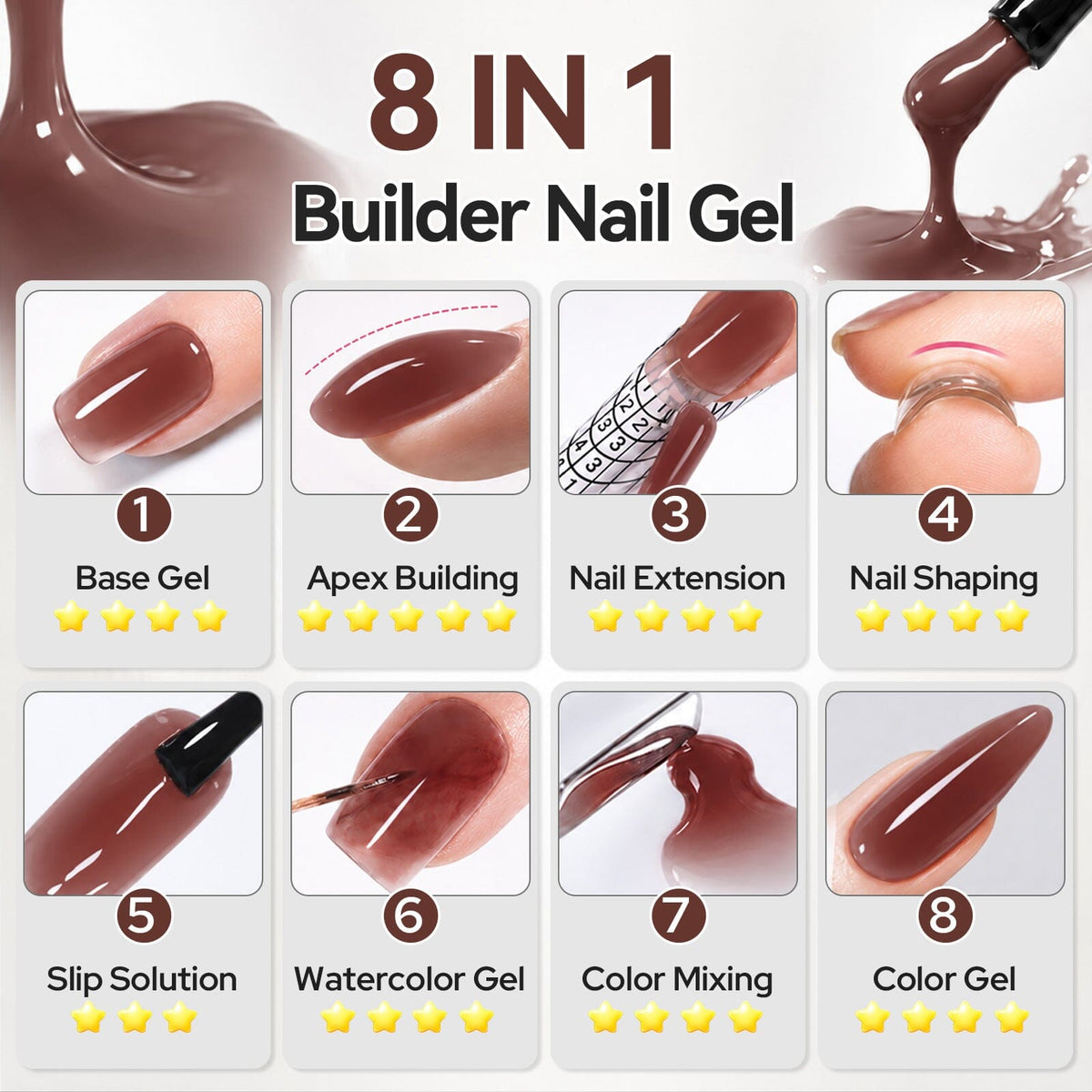 8 IN 1 Builder Gel B21 15ml Gel Nail Polish BORN PRETTY 