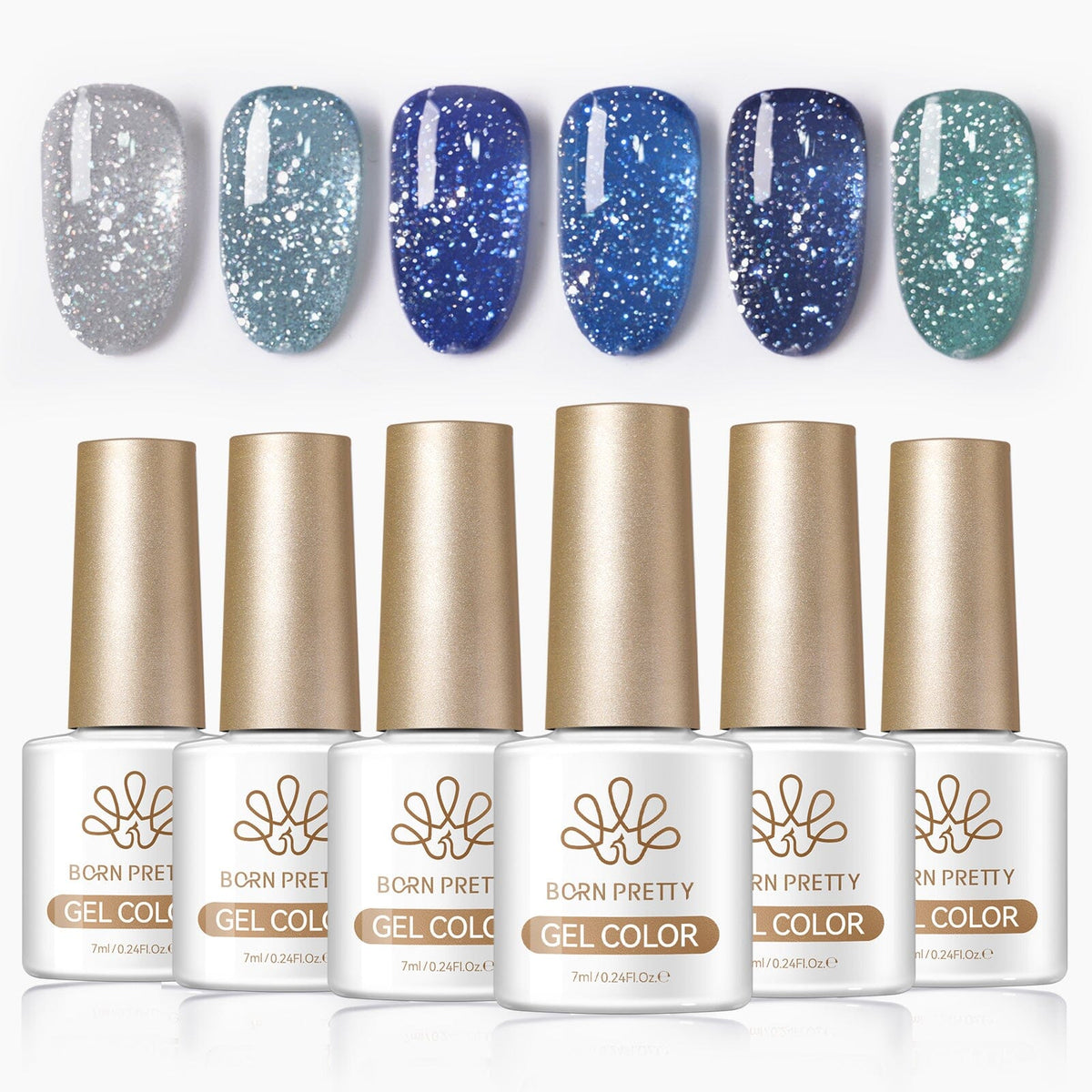 6 Colors Reflective Gel T25 Ocean Ice 7ml Gel Nail Polish BORN PRETTY 