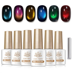 6 Colors Colored Cat Magnetic Gel M106 Sparkling Night 7ml Gel Nail Polish BORN PRETTY 